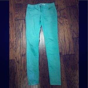Mint green skinny jeans
